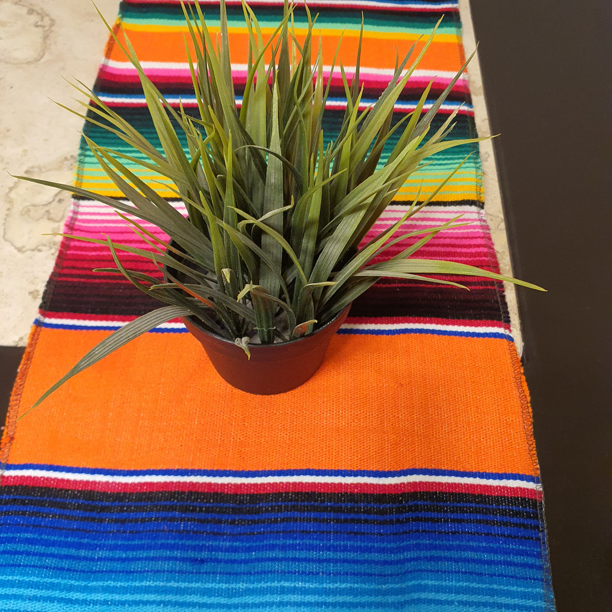 serape table runner, camino de mesa sarape, sarape, zarape, serape orange, sarape naranja, innate artisan shop