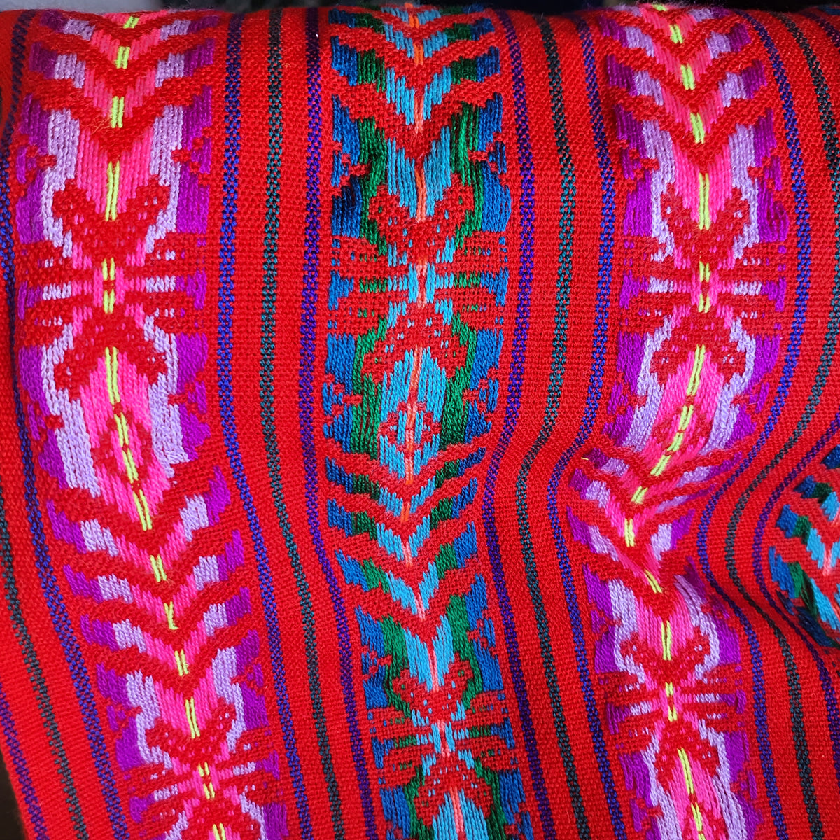 Loom Red Table Runner, Mexican table runner, fringed, cambaya - Innate Artisan Shop