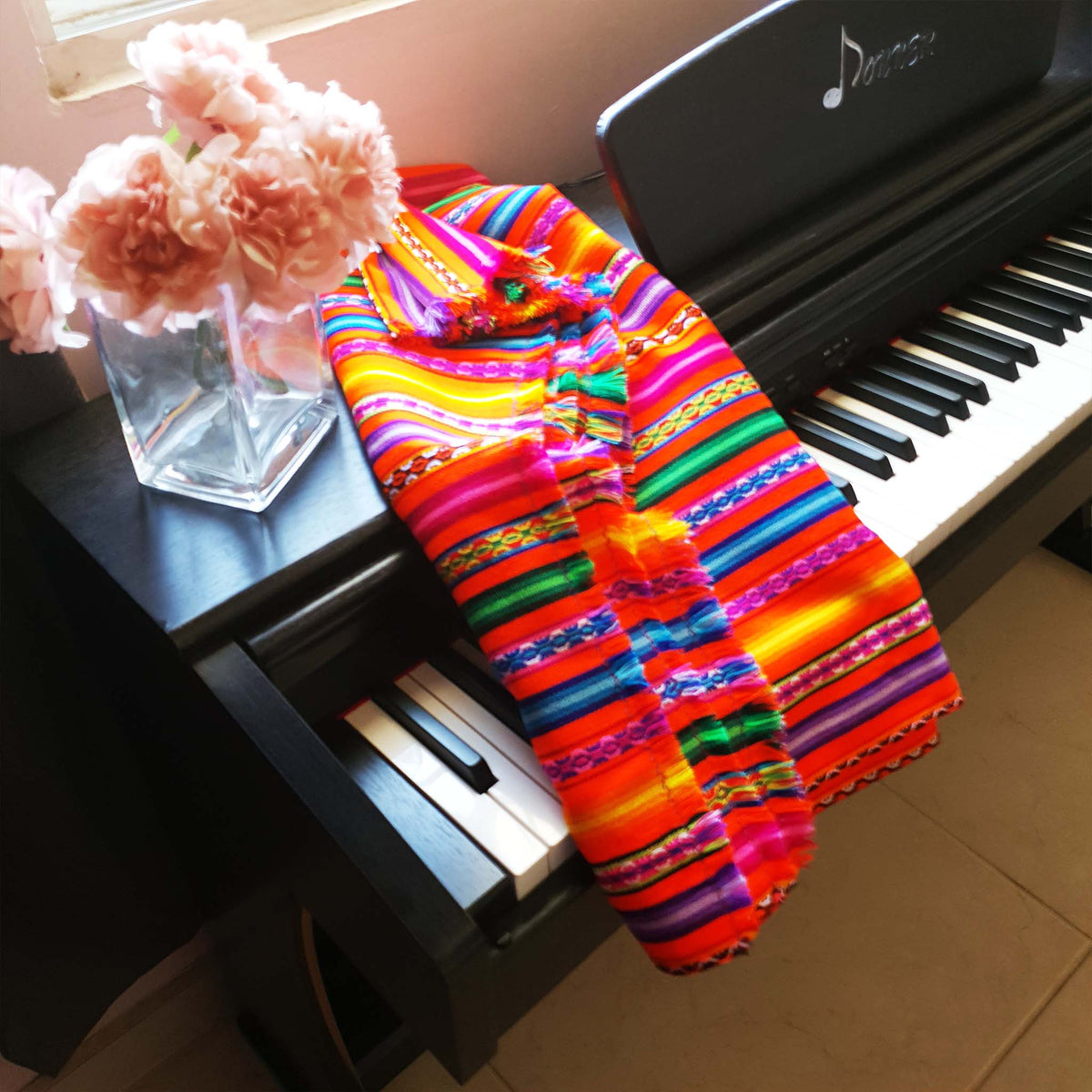baby blanket, moises cobija, naranja, mandarina, Andean, Peruvian, orange, vivid tones, striped, baby blanket, innate artisan shop, peruvian blanket, colcha peruana, Cuzco, cusco, Andean blankets