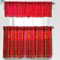 Mexican, valance, kitchen curtains, cafe curtain, red, woven, aztec, cortinas mexicanas, rojas, cambaya