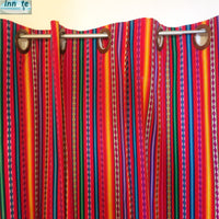 ethnic curtains, Cafe curtains,home office curtain,Andean curtains,grommet curtain,Peruvian curtains,South America,curtains,Aguayo curtains,red curtains,drapes window decor, cortinas peruanas. striped