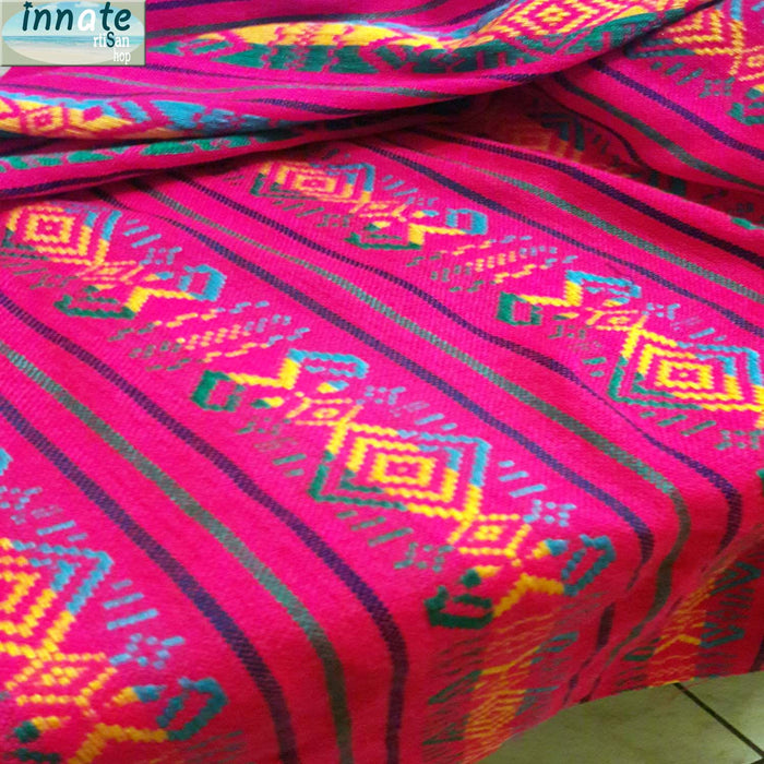 tela mexicana, Mexican fabric, by the yard, por metro, fuchsia, Mayan, Aztec, for reboseo, fiesta, cinco de mayo, table runner fabric, Mexican woven, cambaya