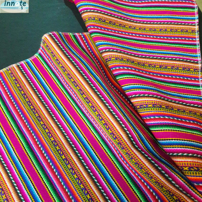 magenta, dark fuchsia, dark pink, table runner, andean, Peru, south america, artisan, striped, fringes