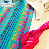 tassels, table runner, Mexican, turquoise, camino de mesa, turquesa, woven, artisan, con flecos