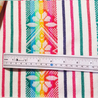mantel Mexicano, Mexican tablecloth, camino de mesa, table runner, white, woven, cambaya, aztec, mayan, floral print