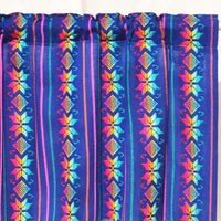 royal blue curtains, cafe curtain, woven, Mexican, Aztec, kitchen, valance, custom