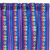 royal blue curtains, cafe curtain, woven, Mexican, Aztec, kitchen, valance, custom