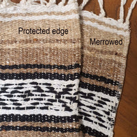 falsa, Mexican blanket, blanket, table runner, rustic, woven, Mexican, Southwest, loom, artisan, beige, camel tone