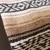 blanket, table runner, rustic, woven, Mexican, Southwest, loom, artisan, beige, camel tone