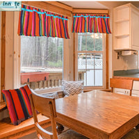 cortinas mexicanas, para cocina, a medida, valance, Mexican curtains, cafe curtains, woven, orange, burnt orange, rainbow