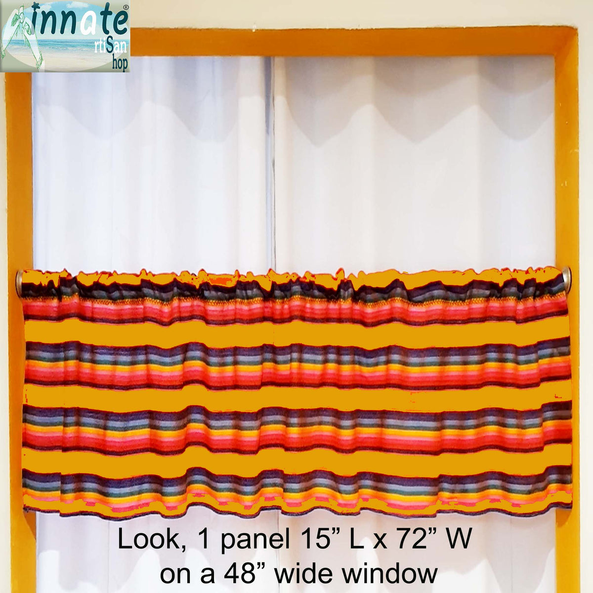 xtra wide valance, yellow, mango, Mexican, woven, custom, XL kitchen valance, marigold