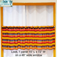 xtra wide valance, yellow, mango, Mexican, woven, custom, XL kitchen valance, marigold