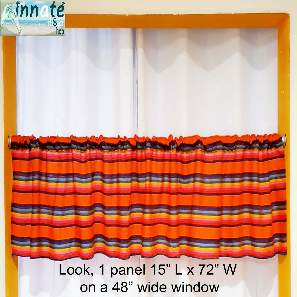 Curtains, X wide,  Mexican, Orange, tangerine, cambaya, woven - Innate Artisan Shop