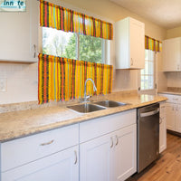Mexican curtains, valance, kitchen curtain, cortinas para cocina, amarillas, mostaza, mustard, yellow, ethnic, Aztec, Maya