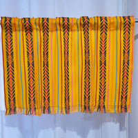 Mexican curtains, valance, kitchen curtain, cortinas para cocina, amarillas, mostaza, mustard, yellow, ethnic, Aztec, Maya, marigold, yellow, amarilla, mango, fringes
