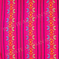 Mexican fabric, fuchsia, hot pink, multicolor design, Aztec