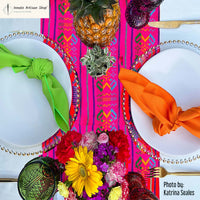Cambaya,  Mexican table runner,  magenta tablecloth,  fiesta table runner,  camino de mesa, fuchsia,  ethnic, fucsia, fuchsia, hot pink