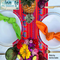 Mexican, Aztec, Mayan, table runner, tablecloth, custom, fiesta, red, rubi red, rojo, camino de mesa, Mexicano, a medida, cambaya, woven, fiesta