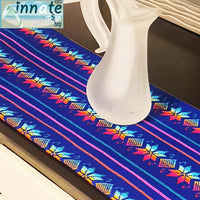 royal blue, Mexican, table runner, woven, embroidered, Maya, Aztec, rainbow