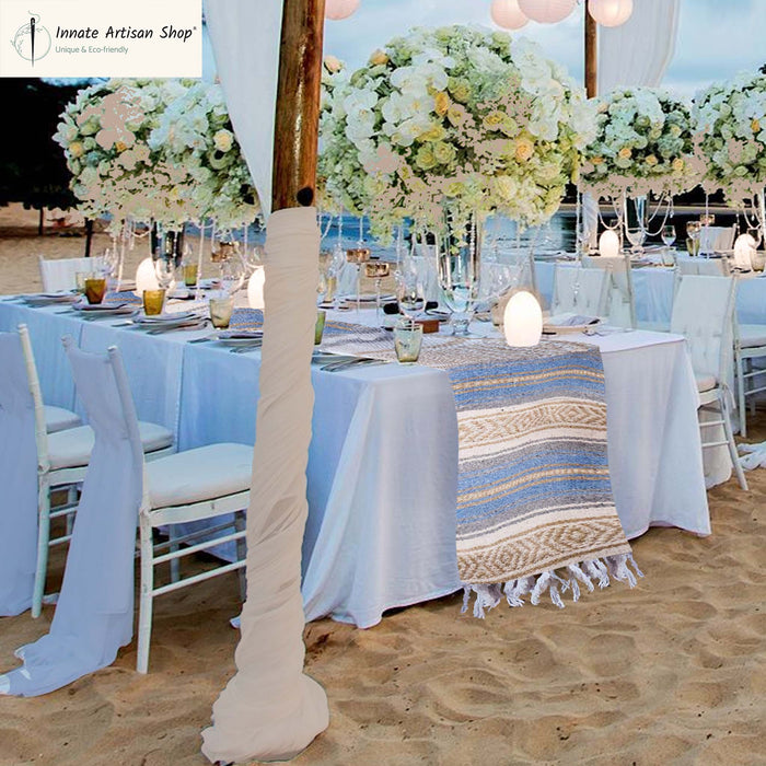 Mexican wedding, table runner, rustic, blue, blanket, beach wedding, tablecloths, farmhouse, decor, table