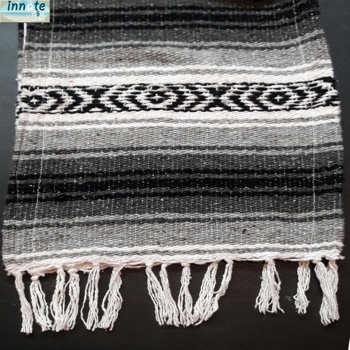 blanket table runner, Mexican table runner, rustic, farmhouse, black
