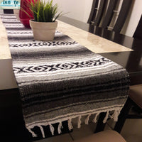 blanket table runner, Mexican table runner, rustic, farmhouse, black