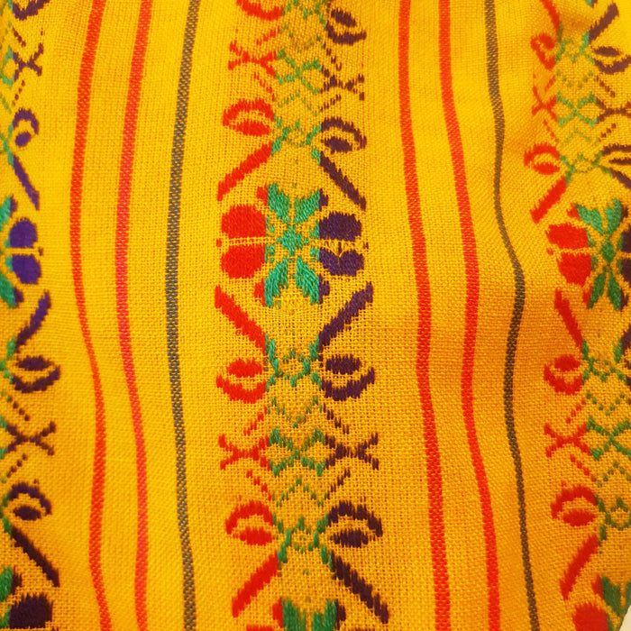 ethnic fabric , cambaya fabric, mexican fabric, aztec, mayan, woven, embroidered, mango, marigold, pastel orange, vivid colors, fiesta, cinco de mayo