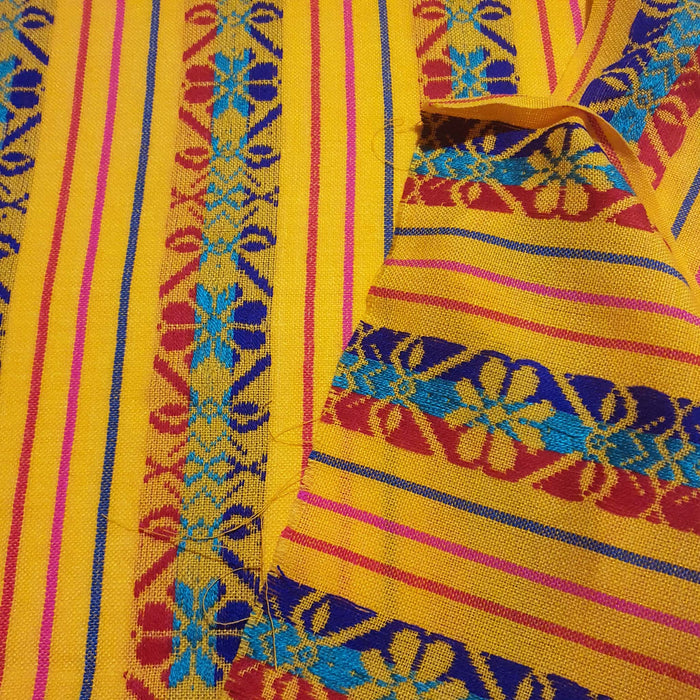 ethnic fabric , cambaya fabric, mexican fabric, aztec, mayan, woven, embroidered, mango, marigold, pastel orange, vivid colors, fiesta, cinco de mayo