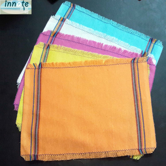 Rustic placemat, Mexican jerga, cloth placemats, motorhome,beach,picnic,ethnic,native,yellow,blue,orange,green,white,artisan ,  vivid color placemat