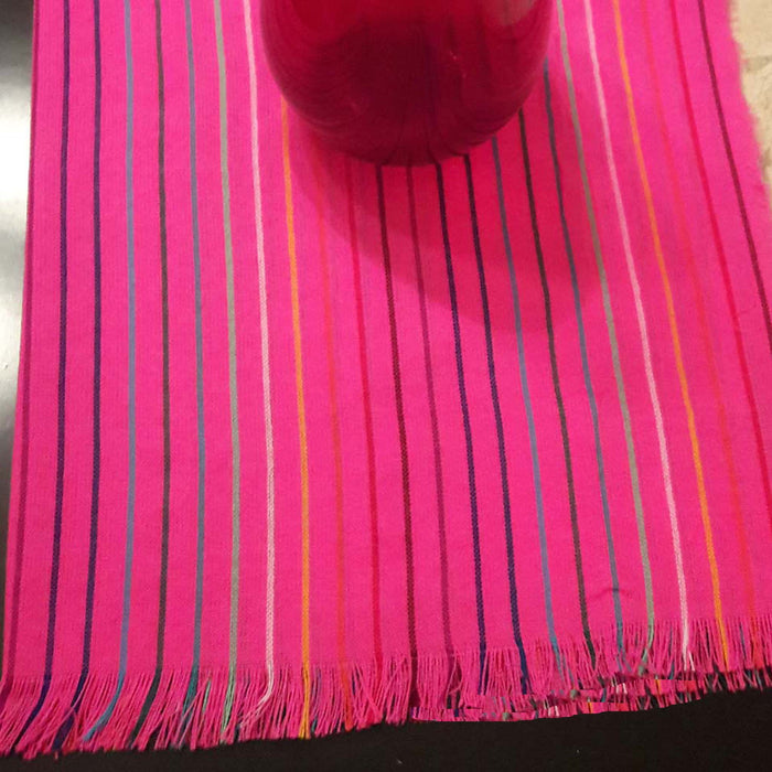 table runner, Mexican, striped, fuchsia, woven, cambaya, fiesta, Mexicano, mantel, camino de mesa, fucsia, rosa