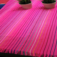 Mexican 9ft table runners, woven, ethnic, artisan, red, fuchsia, mango, yellow, purple, morado