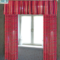 tier curtains, cafe curtains, valance, Mexican, Aztec, ethnic, cambaya, embroidered, red, rojas, cortinas a medida, balance, cortinas delgadas,