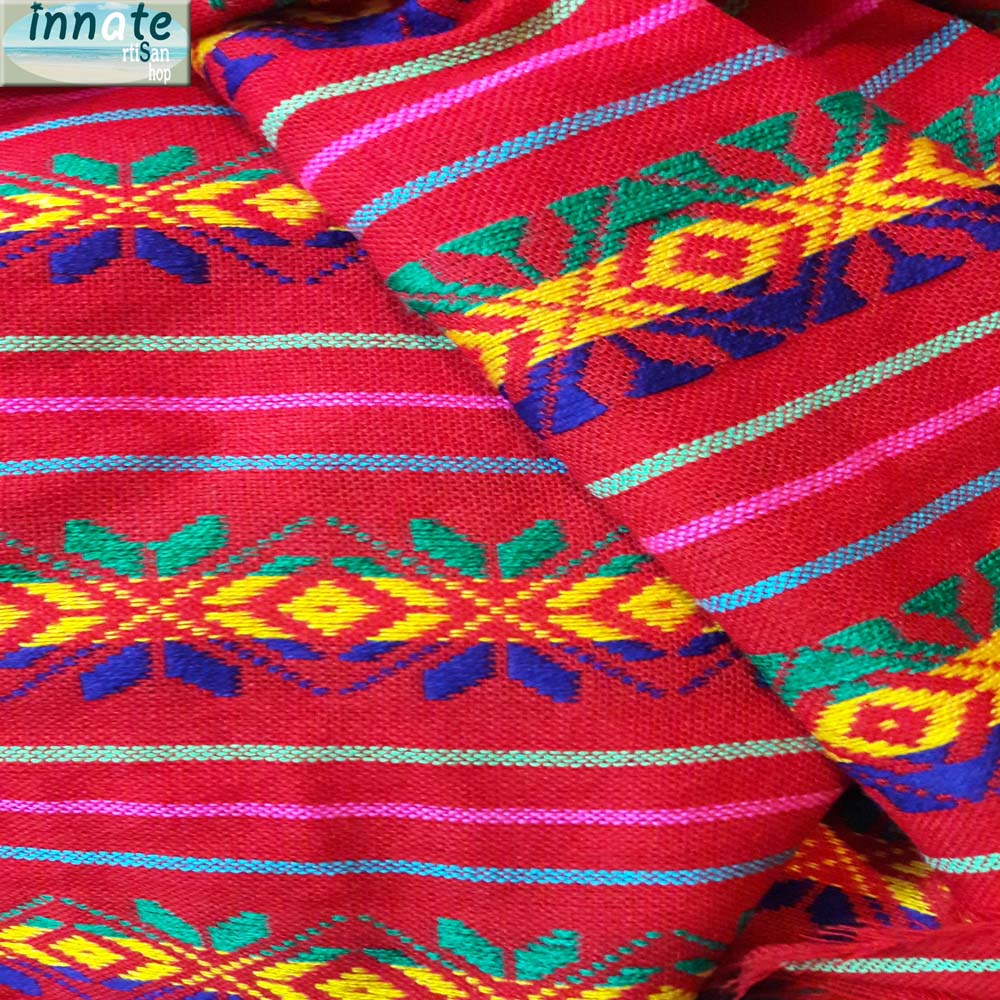 Mexican fabric, by the yard, red, embroidered, cambaya, tela, Mexicana, roja, bordada, por metro