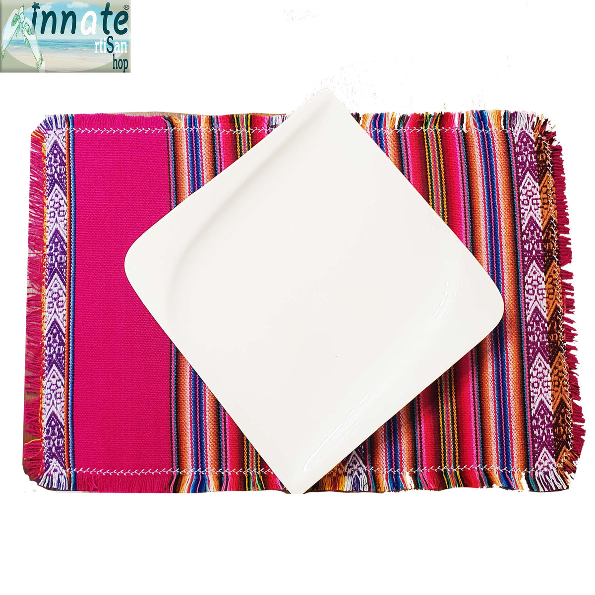 placemats, andean, fuchsia, hot pink, magenta, non-skid, peruvian, South America, Inca pattern, manteles individuales, peruanos, Andinos, Cuzco, fucsia, rosa