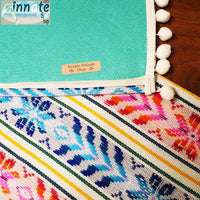 Placemats, Mexican, artisan, loom made, handmade, white, Mexican placemats, xmas placemats, aztec placemats, pompom placemats,.manteles individuales,Mexicanos, artesanos