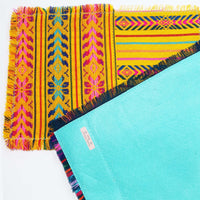 artisan, placemats, marigold, mustard, Mexican, Aztec, washable, green, floral design, individuales Mexicanos