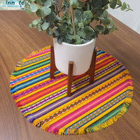 manteles, redondos, andinos aguayo, peruanos, sud america, round tablecloth, andean, aguayo, south america, mango, orange, yellow