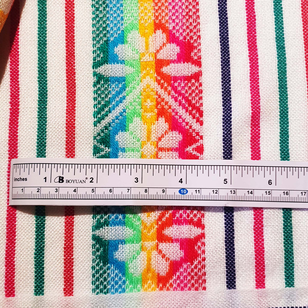 mexican fabric, by the yard, white, mexican wedding, floral, rainbow, cambaya, woven, fiesta