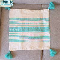 aqua, turquoise, pillow covers, throw pillows, artisan, pedan loom, square