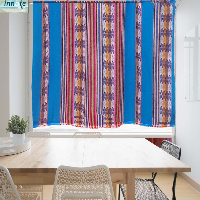 curtains, valance, custom, made to order, Cusco, Cuzco, Peruvian, Andean, white, Aguayo, Turquoise