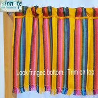 Mexican, kitchen curtains, valance, custom, woven, cambaya, Mexican cafe curtains, Mexican window panels, yellow, mustard, rainbow