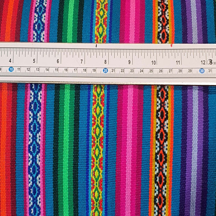 andean fabric, aguayo, by the yard, tela peruana, por metros, tela inca, Cusco, Cuzco, south america fabrics, turquoise, striped