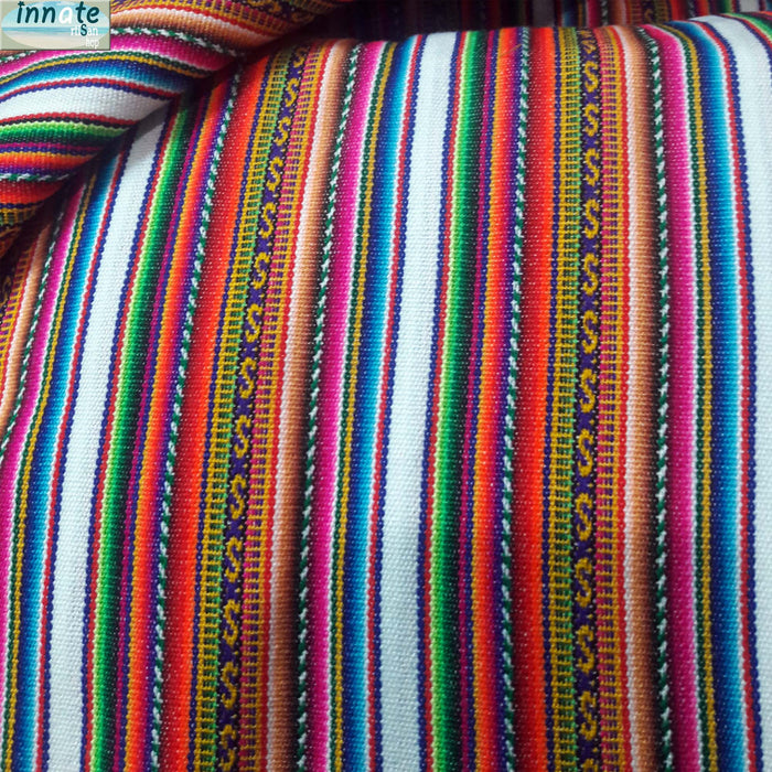 peruvian, andean, south america, fabric, by the yard, telas andinas, por metro, blanca, white, striped, Peru fabric,