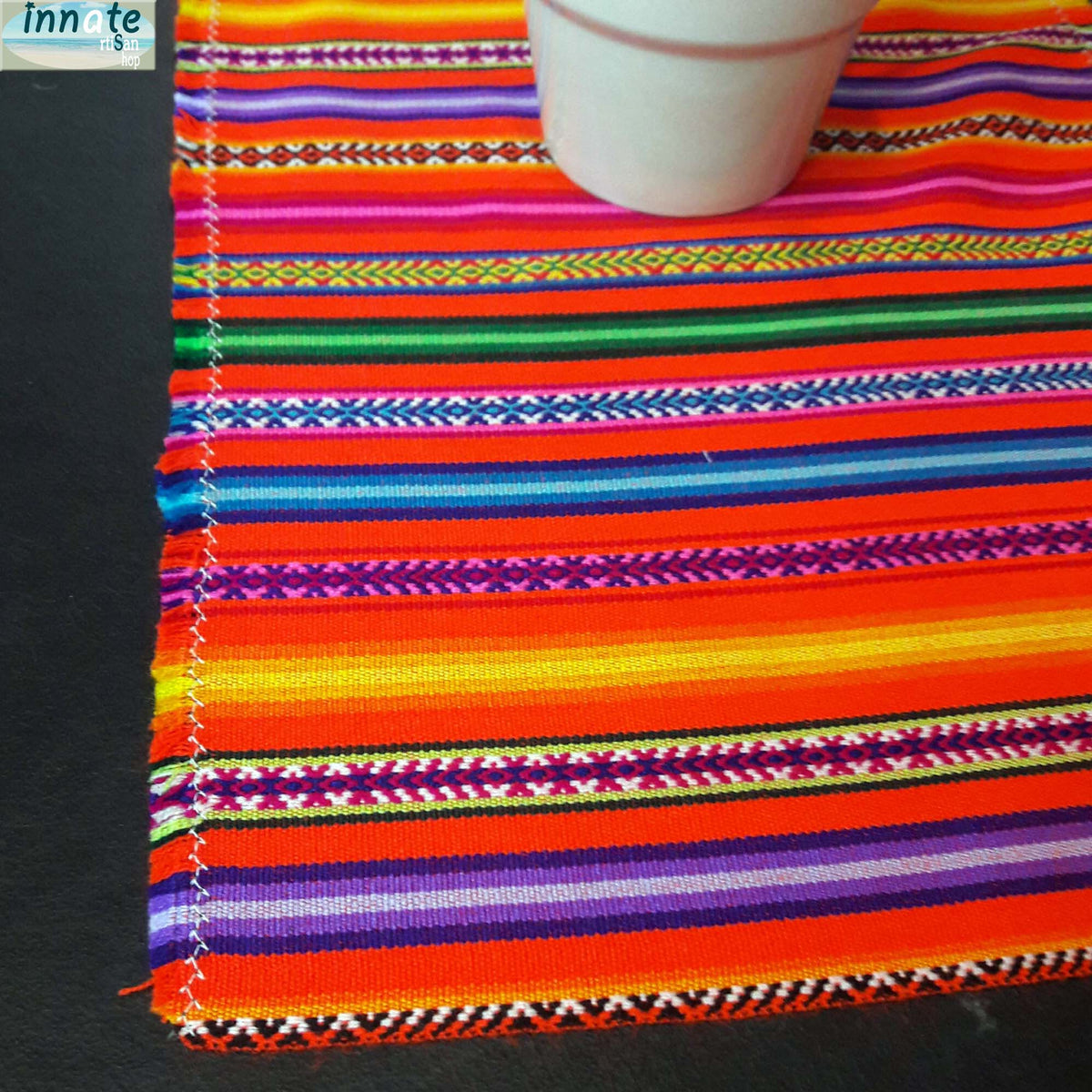 mandarin table runner, orange, Cusco, Peru, decor, Aguayo, South America, camino de mesa color red, rubi red table runner, rojo