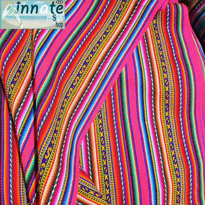 peruvian, andean, south america, fabric, by the yard, telas andinas, por metro, fuchsia, rosa, striped, Peru fabric,