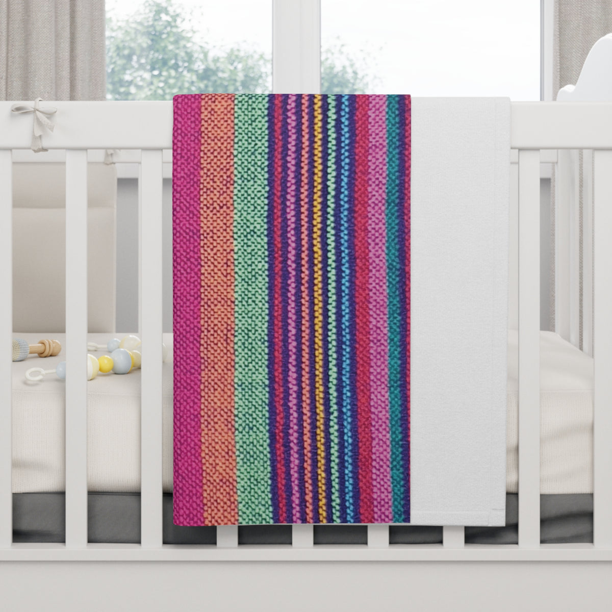fleece blanket, gender neutral, purple stripes