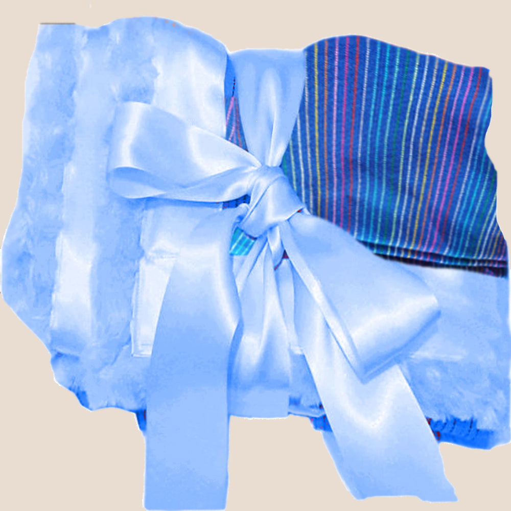 baby blanket, minky, Mexican, cambaya, stroller, baby carrier, bassinet, cobija bebe, para coche, para portabebe, azul, rayada, blue