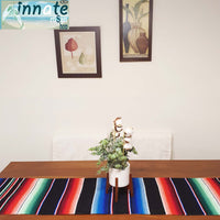 Mexican, table runner, serape, black, 7ft, camino de mesa, Mexicano, sarape, zarape, negro, largo
