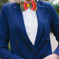 pleated, cummerbund, faja, smoking, tuxedo, bow tie, Mexican, serape, yellow, mango, rainbow, artisan, adjustable, woven, sarape