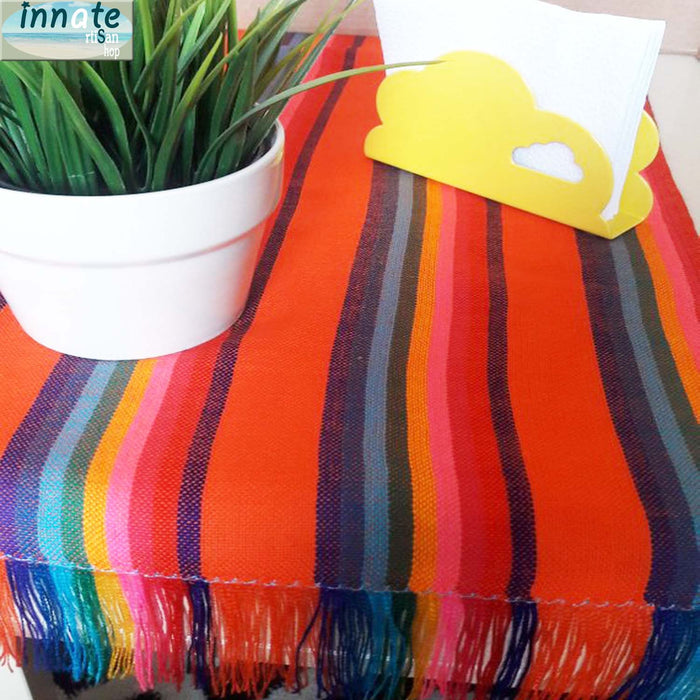 Mexican, table runner, camino de mesa, orange, cinco de mayo, 5 de mayo, fiesta, Mexican fiesta, ,manteles mexicanos, orange, burnt orange, stripes, rainbow